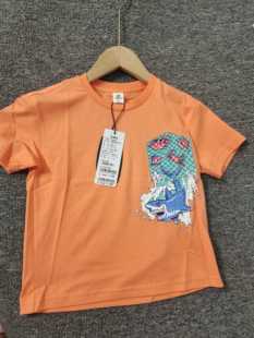 全新小猪班纳夏装儿童男童柔软舒适橙色白色纯棉短袖针织T恤110码