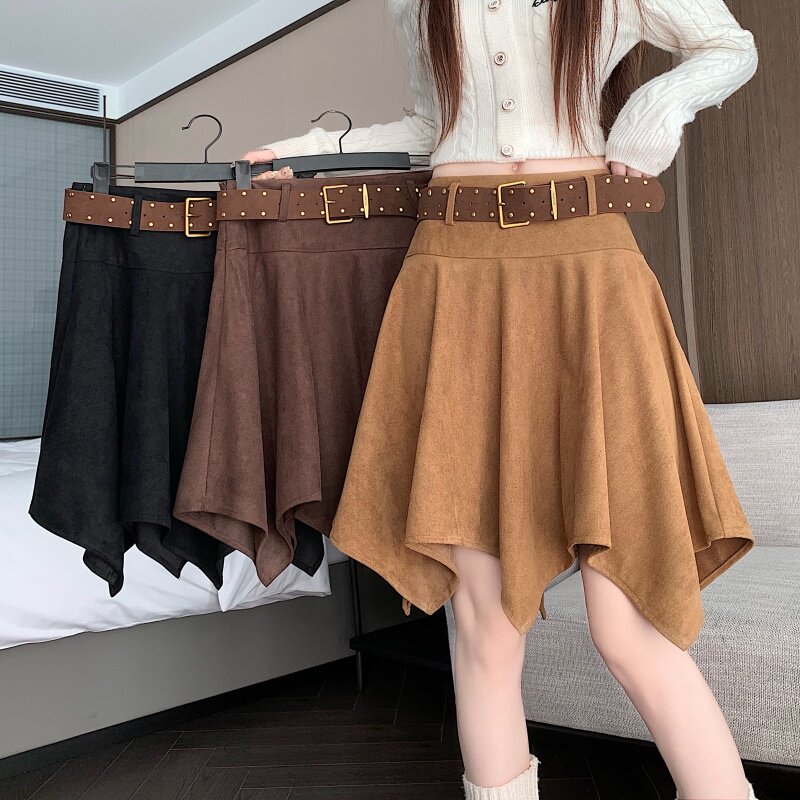 高质量麂皮绒半身裙女2026秋半身裙
