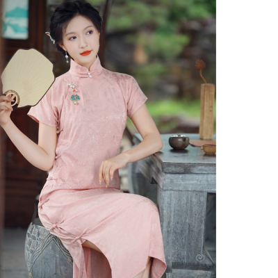 温婉秀气小个子丝棉缎提花旗袍