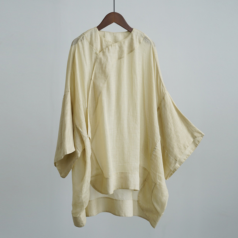 清透苎色仙女中国风茶服宽松上衣