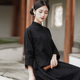 立领盘扣上衣民国风斜襟小衫 中式 茶服 春秋棉麻提花禅意女装 故苑