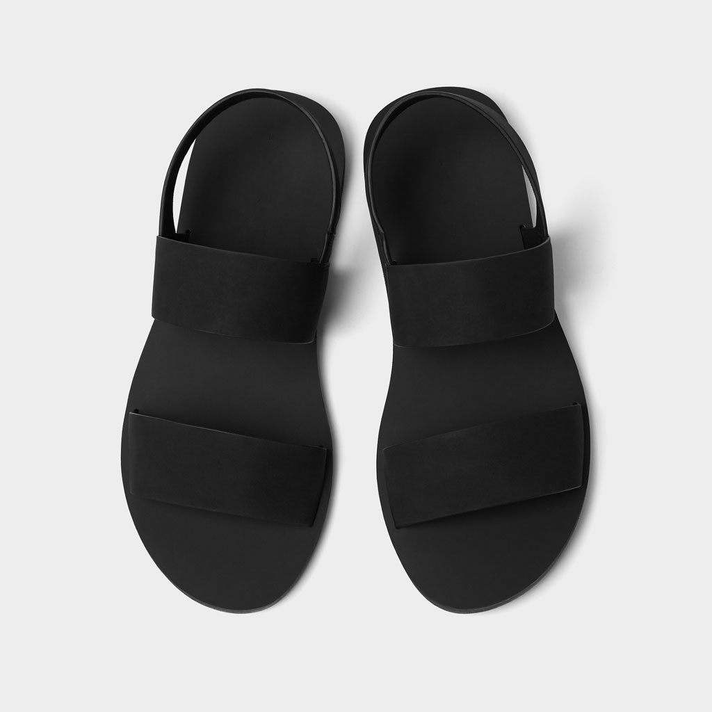 WALK ZARA 신작 남성 신발 더블 얇은 스트랩 블랙 샌들 비치 신발 남성 캐주얼 미끄럼 방지 샌들 유행 신발