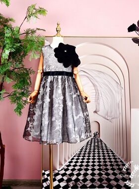 店铺转项经营全场甩卖女童夏装玫瑰印花背心裙立体绣花礼服裙