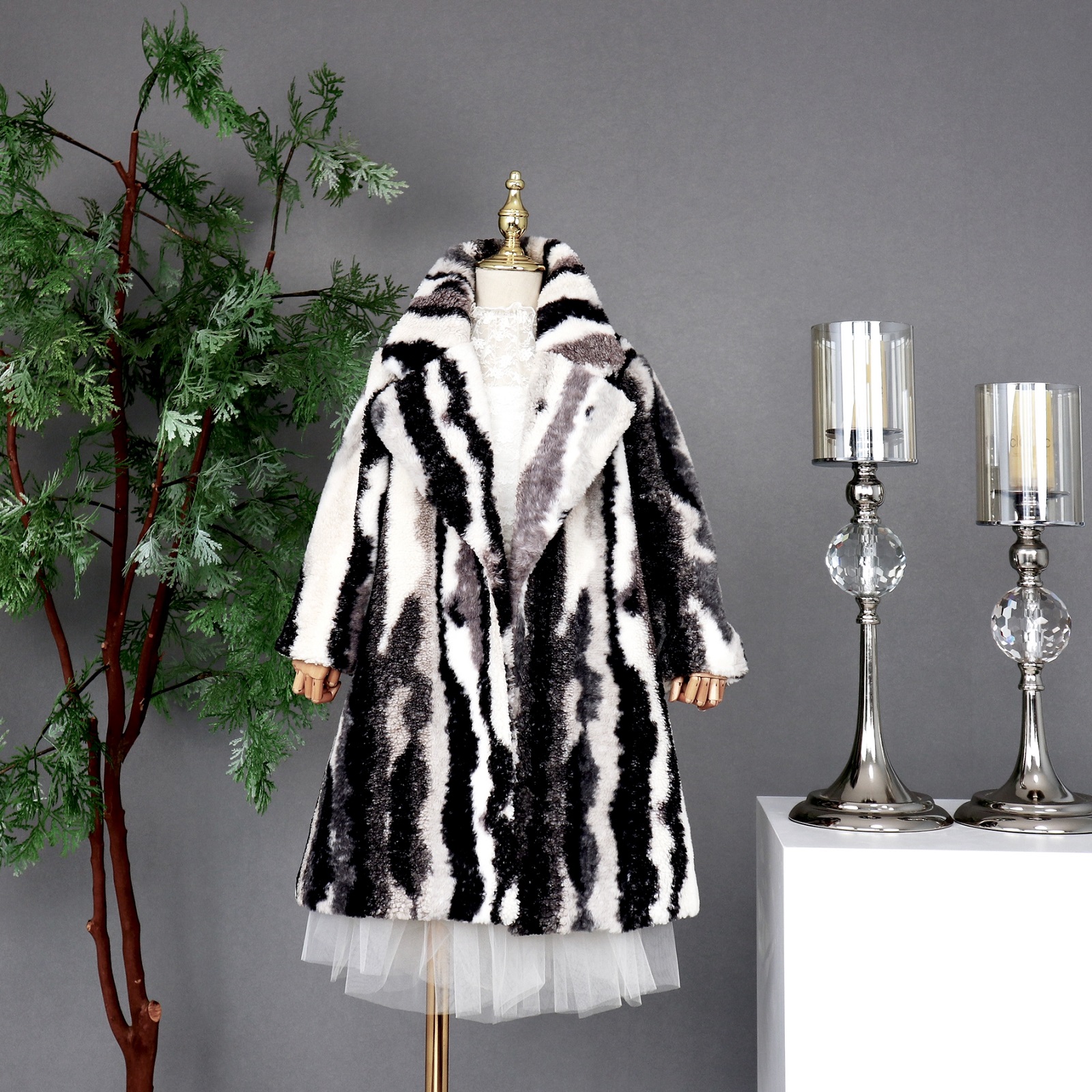 童装女童秋冬加棉仿皮草大衣