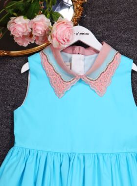 店铺转项经营全场甩卖女童夏装纯棉背心裙重工珍珠钻领连衣裙