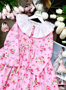 店铺转项经营全场甩卖女童春秋纯棉甜美蕾丝公主风风衣外套