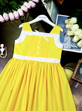 店铺转项经营全场甩卖女童夏装法式风情褶宽肩带连衣裙