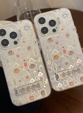 蜡笔小新适用苹果16手机壳iphone15pro镭射vivox90新款nova12女k70华为mate60防摔xs小米14卡通reno11荣耀200