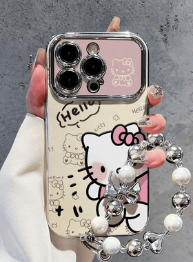适用苹果16手机壳15promax新款14小猫13手链pro可爱x镜头全包plus防摔11卡通12女iPhone16promax保护套爆款15