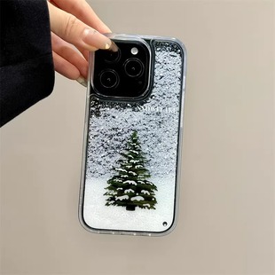 圣诞树流沙适用苹果16Pro手机壳iPhone14小米15华为mate60Pura70k80透明Reno12nova13荣耀90x200新年findx8x7
