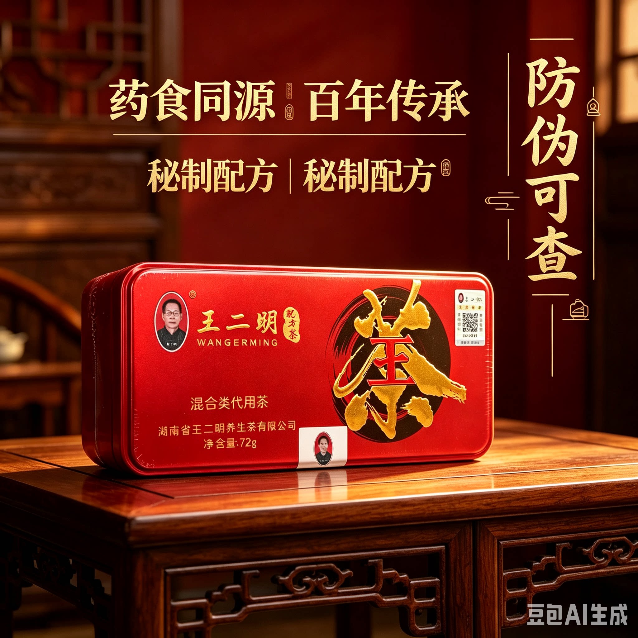 官方正品王二明配方茶草本配方代用茶小茶包大能量防伪可查3g*24图片