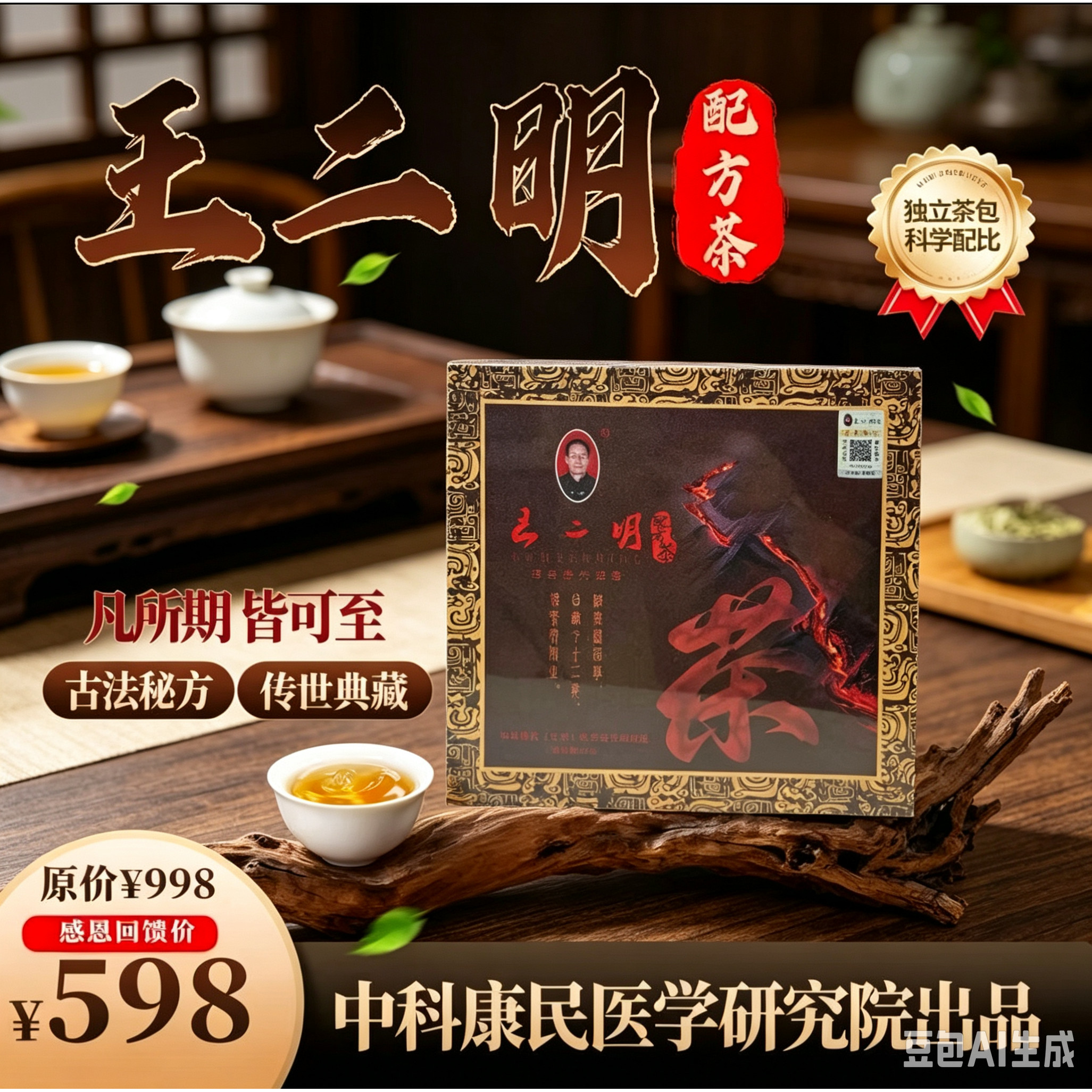 官方正品王二明配方茶升级版经典款草本代用茶小茶包大能量5g*24