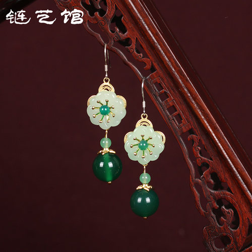 汉服耳环玛瑙手工民族风玛瑙女