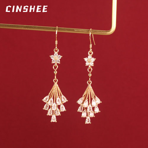 CINSHEE白色耳环水滴手工民族