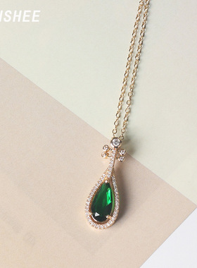 项链女2024年新款ins百搭饰品祖母绿项链高端项链女琵琶挂坠国风