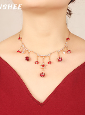 中国风本命年红色锆石手工项链