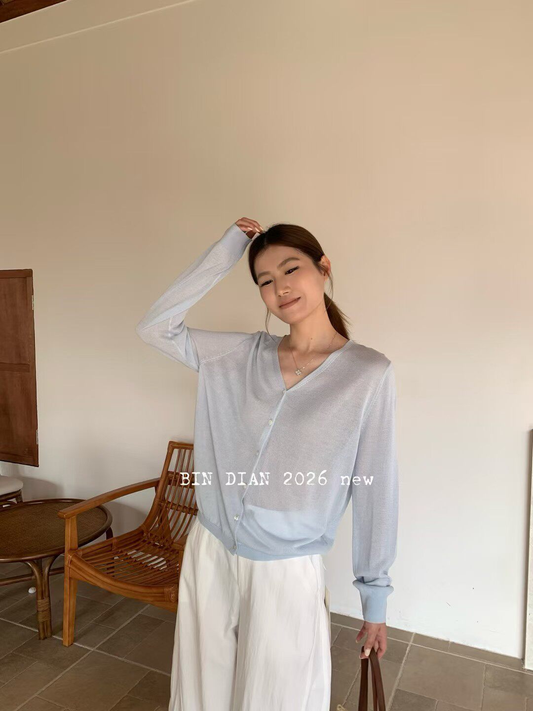 缤典法式薄款针织开衫女夏季宽松外搭披肩长袖防晒空调衫上衣1104