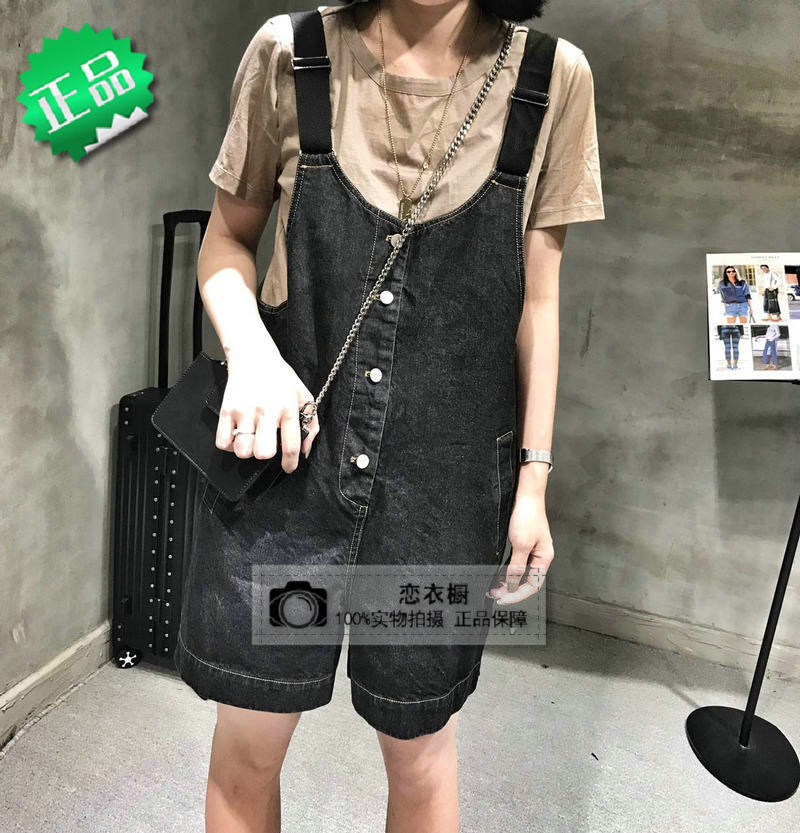 2023欧货大码夏季休闲吊带背带裤牛仔短裤宽松百搭显瘦连体裤女装