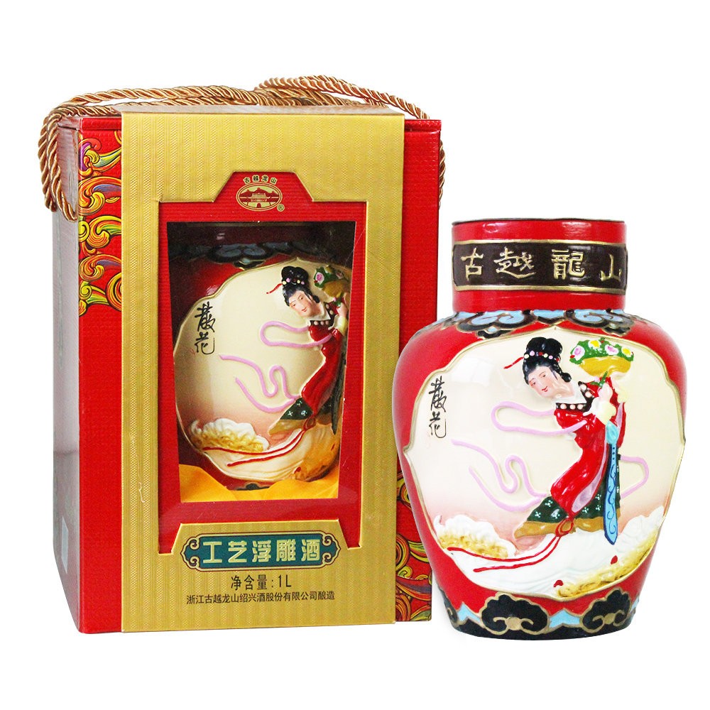 绍兴黄酒原厂出品古越龙山老寿星仙女工艺浮雕1KG好酒送长辈好礼