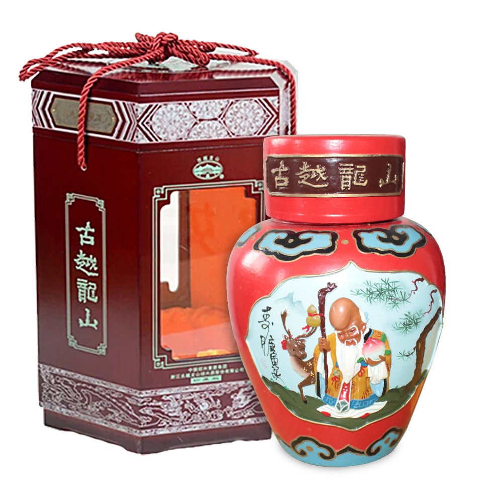 绍兴黄酒 古越龙山绍兴花雕酒十年陈老寿星工艺浮雕2.5KG礼盒装