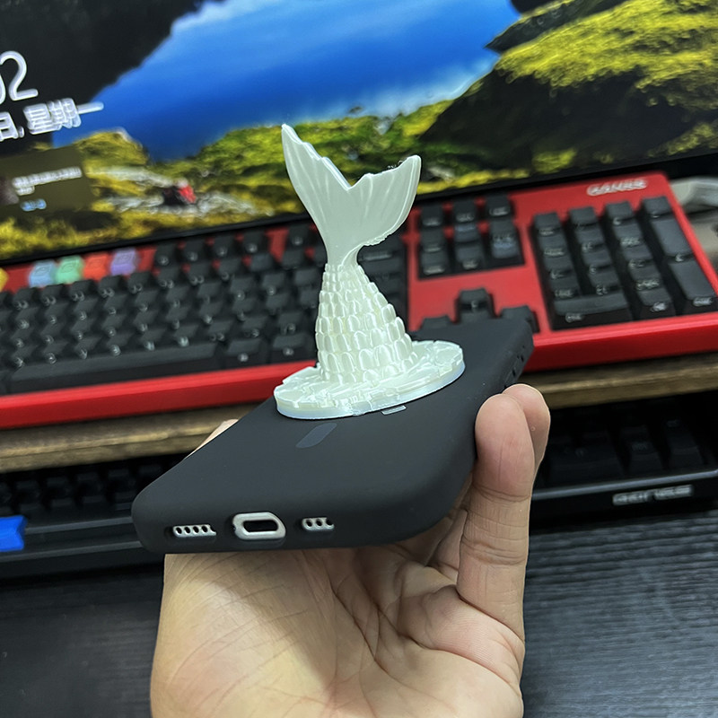 Brba 3D打印美人鱼尾巴手机支架磁吸支架潮男女创意礼物情侣款新