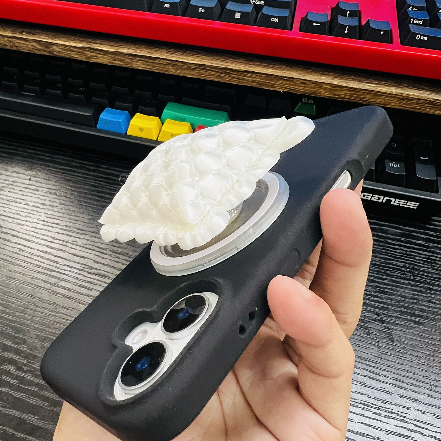 3D打印立体花边格子枕头苹果手机支架磁吸支架潮男女创意礼物情侣