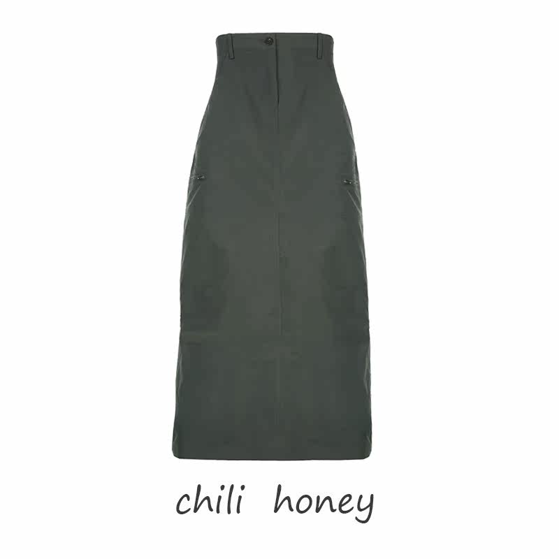 chili honey美式做旧半身裙长款女新款开叉辣妹低腰休闲工装长裙|ruв категории Женская одежда, юбка - от Buy2taobao.com для оказания профессиональной услуги покупки агента Taobao