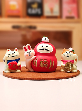 迷你Zakka平安招福猫咪摆件可爱治愈桌面手工车载装饰生日礼物女