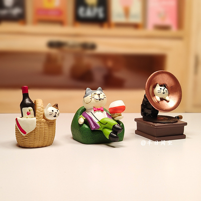 大富豪猫咪高大上创意可爱桌面车载摆件手工手绘有趣送男生礼品