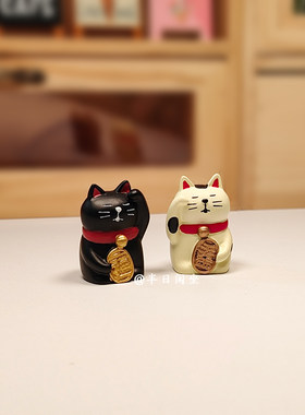 日式金牌招财猫小摆件 ins可爱呆萌树脂桌面小装饰治愈礼物