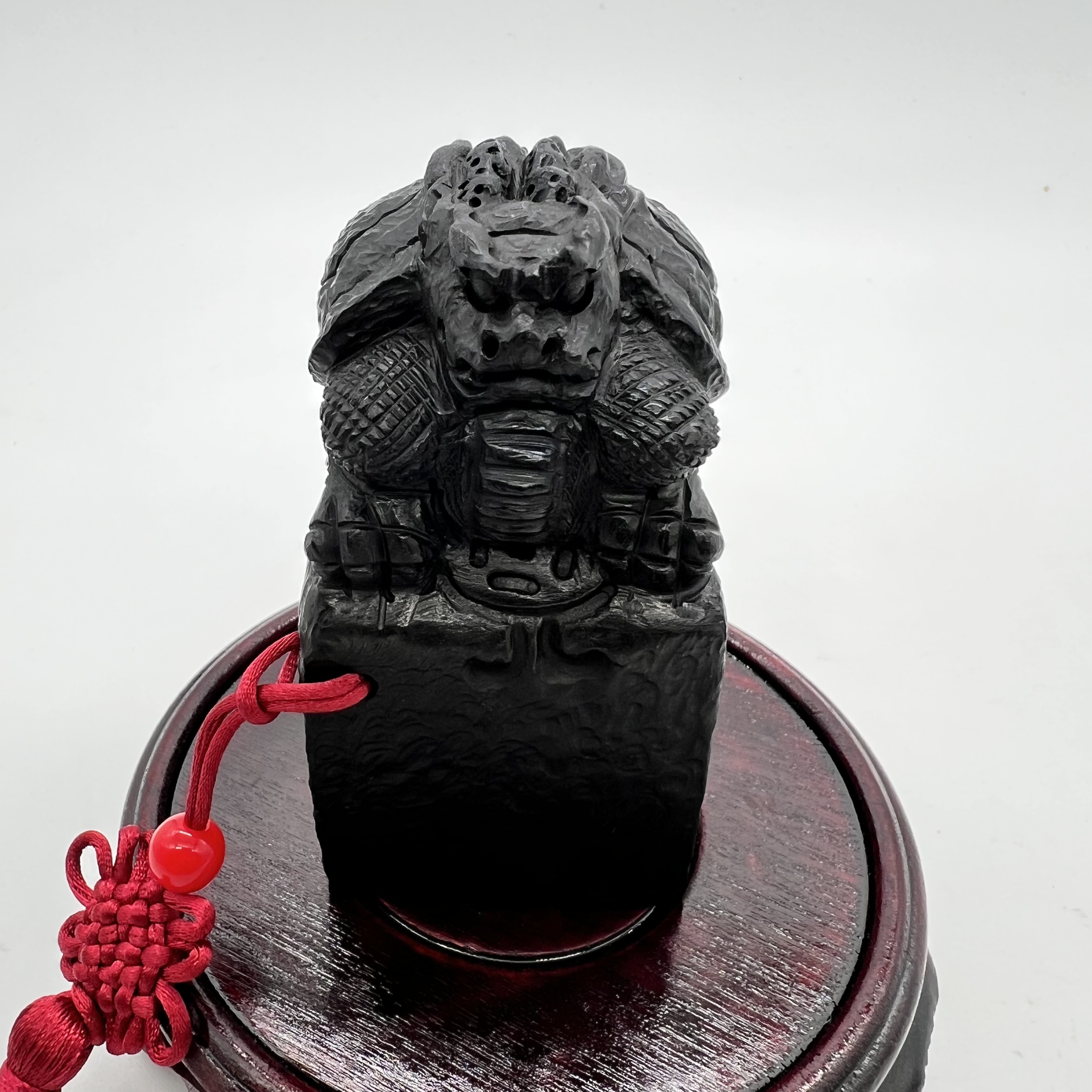 抚顺煤精龙龟印章摆件天然无优化
