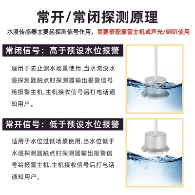 有线水浸传感器水位报警器机房水箱漏水溢水智能感应器水淹探测器