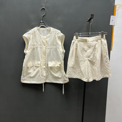 夏季通勤无袖收腰马甲短裤套装女