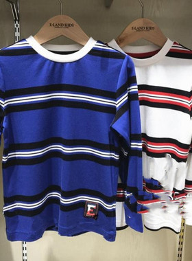 验货清仓EK春秋款男童装大童休闲圆领纯棉条纹长袖T恤EKLA94902A
