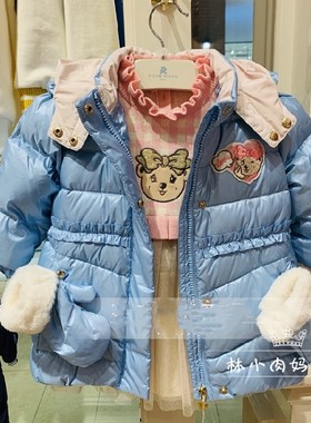 小熊童装秋冬款女童婴童手套围巾羽绒服外套T0JD208T62O