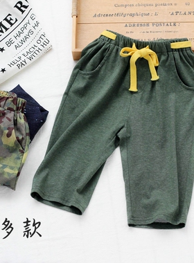 特惠潮牌儿童五分裤夏季新款男童牛仔中裤黑色纯棉七分裤短裤薄款