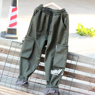 亲子中大童加绒工装裤