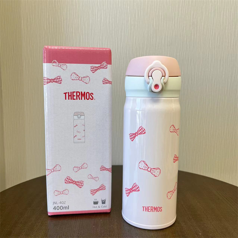 进口膳魔师thermos不锈钢保温杯蝴蝶结女生可爱粉色水杯JNL400ML 餐饮具 保温杯 原图主图