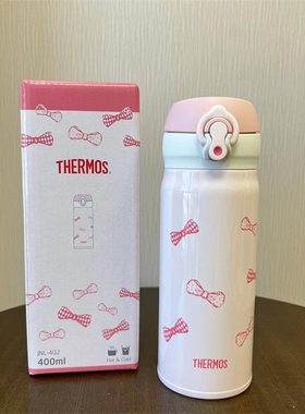 进口膳魔师thermos不锈钢保温杯蝴蝶结女生可爱粉色水杯JNL400ML
