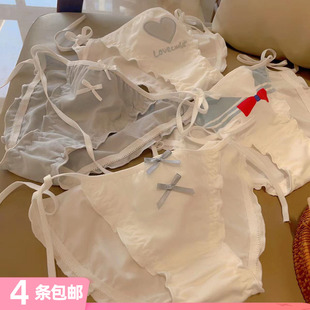 少女三角裤 JK风校园制服日系甜美可爱心绑带性感软妹免脱系带内裤