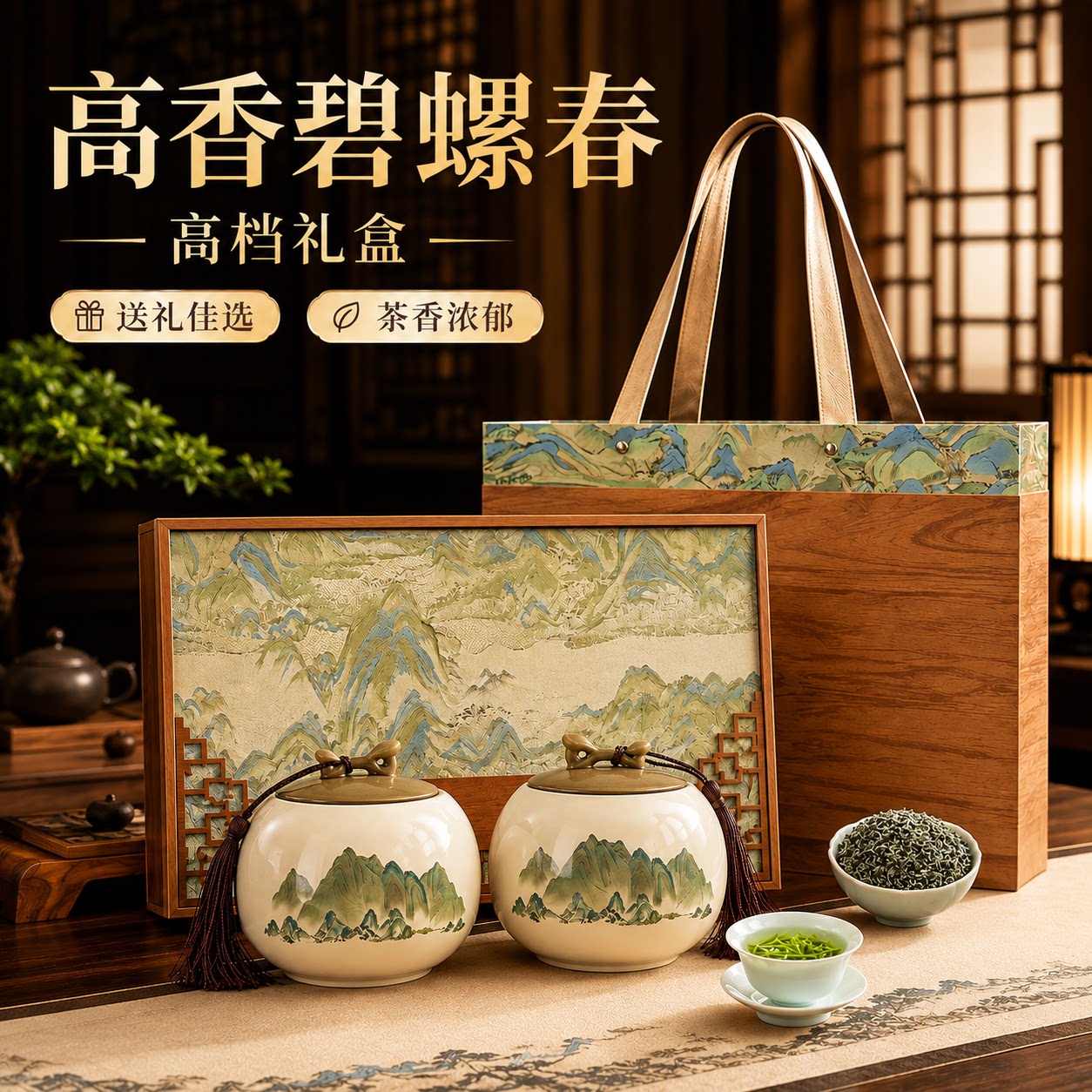 花果香碧螺春绿茶高档茶叶礼盒节日礼品2026年新茶过节送长辈