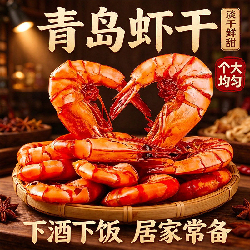 青岛风干大虾对虾九节虾干货即食大虾碳烤风干虾干海味零食开袋