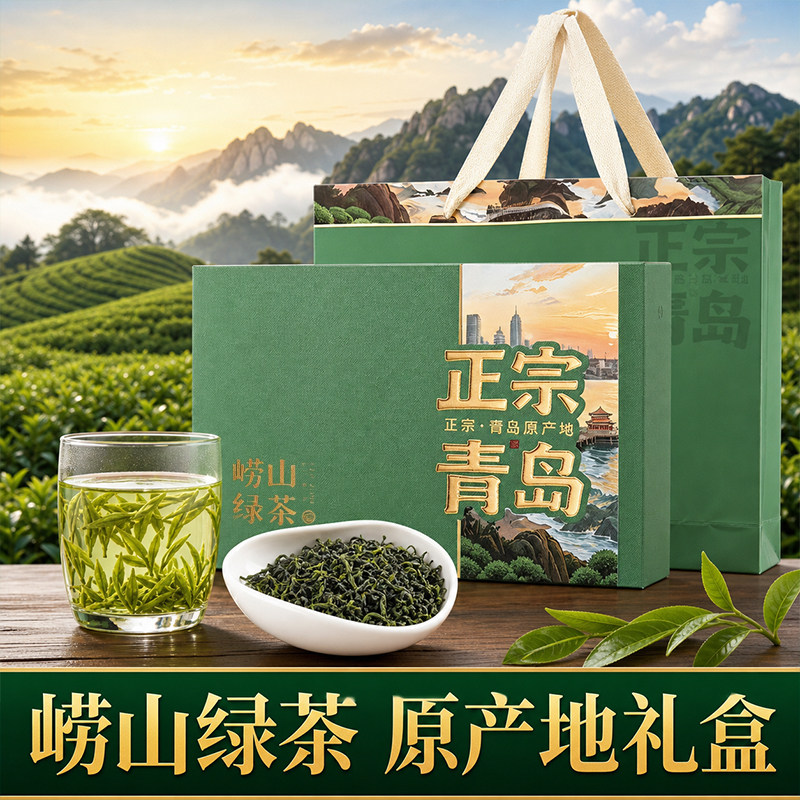 正宗崂山绿茶青岛特产2026年新茶高档茶叶礼盒节日父亲节伴手礼