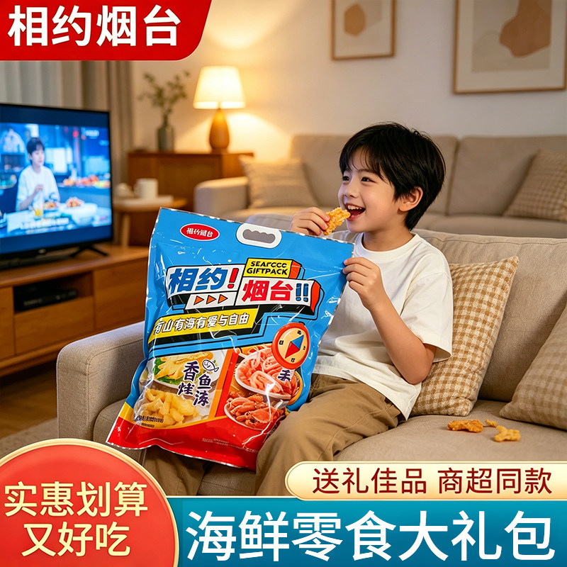 相约烟台碳烤手撕鱿鱼鳕鱼片山东特产海味大礼包零食送礼伴手礼