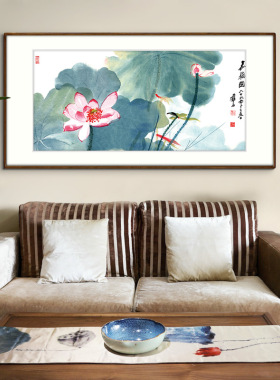 新中式荷花花鸟画淡雅嘉藕图
