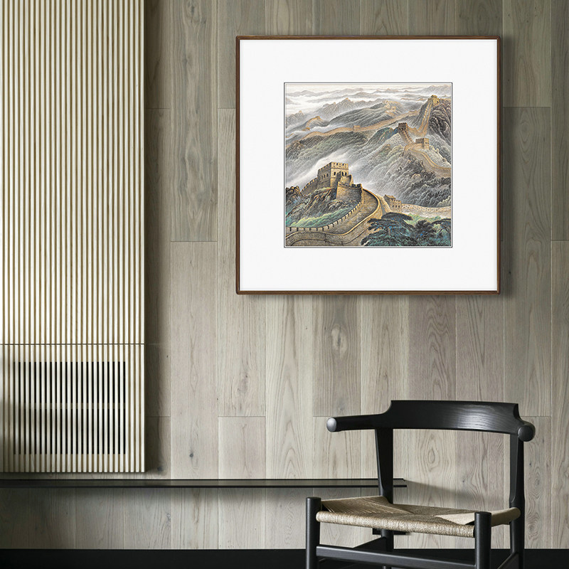 万里长城斗方金长城挂画新中式客厅办公室山水画国画装饰画成品