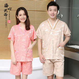 美容足疗浴服 汗蒸服女纯棉男款 全棉桑拿按摩服情侣装 丝棉新品 大码