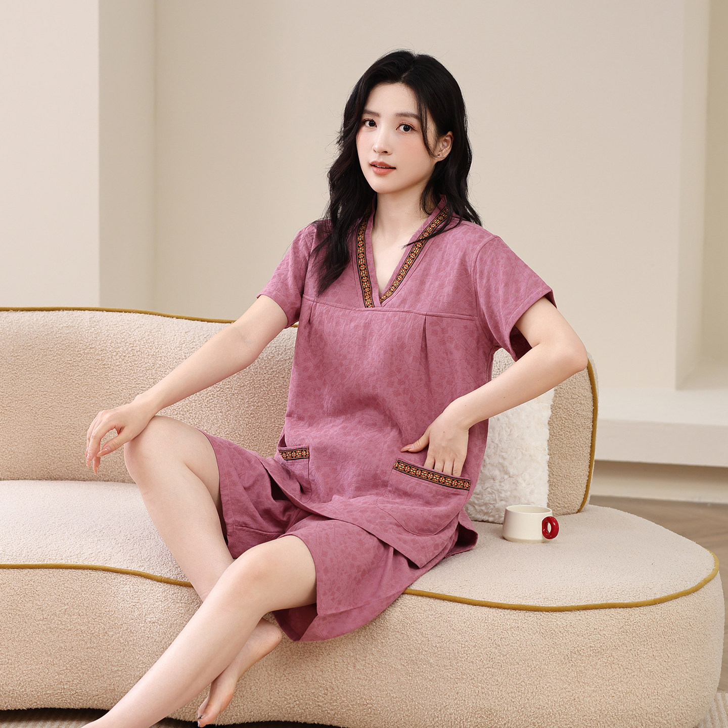 汗蒸服纯棉胸口双层按摩足疗浴服