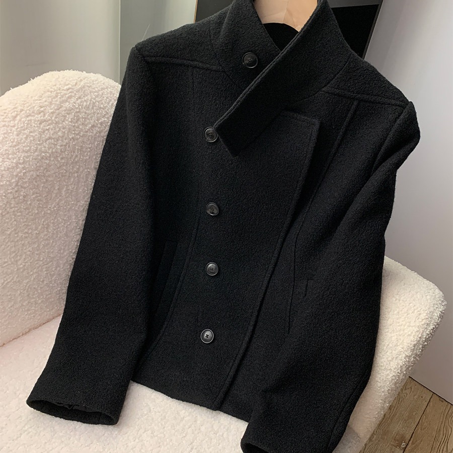 秋冬高级感双面羊绒羊毛大衣呢子上衣显瘦短款立领黑色毛呢外套女,女装/女士精品,毛呢外套,淘宝优惠券,粉丝福利购,淘宝优惠卷