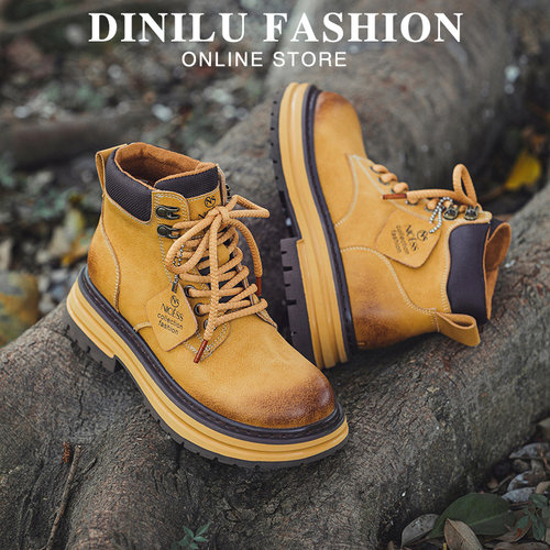 大码加绒马丁靴女真皮厚底短靴